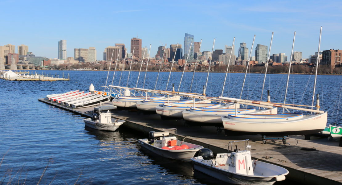 sailing pavillion looking toward boston skyline